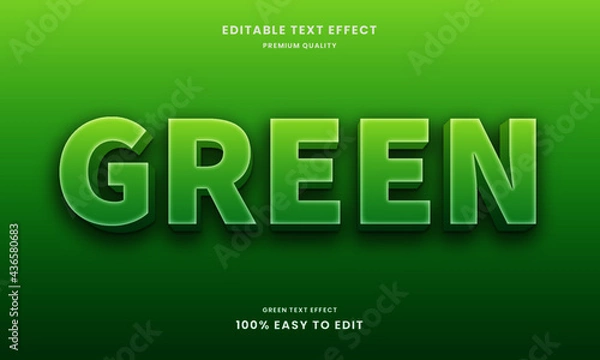 Fototapeta Green 3d text effect, green 3d effect editable