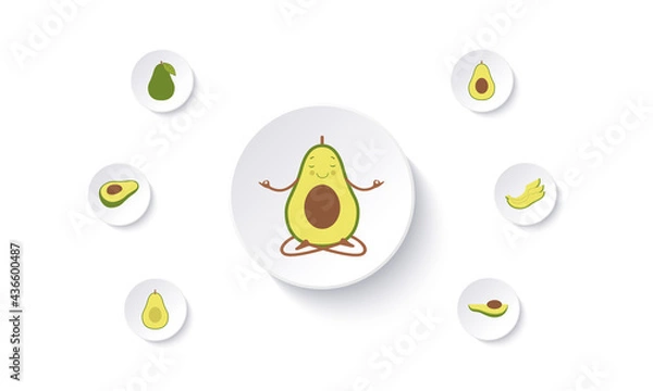 Obraz avocado flat vector art icon desgin.