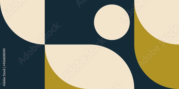 Fototapeta Modern vector abstract  geometric background with circles, rectangles and squares  in retro scandinavian style. Pastel colored simple shapes graphic pattern.