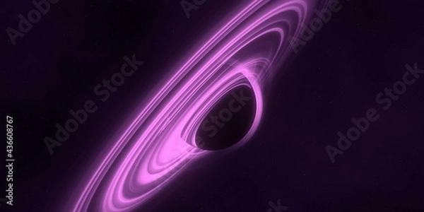 Fototapeta Black hole. Dark night sky. Dark interstellar space. 2d illustration. Cosmos. Powerful stars in a deep space. Blue cold nebula. Galactic center. Matter collapse.