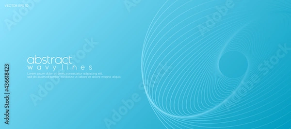 Fototapeta Abstract soft blue background with wavy lines for banner design template. Vector