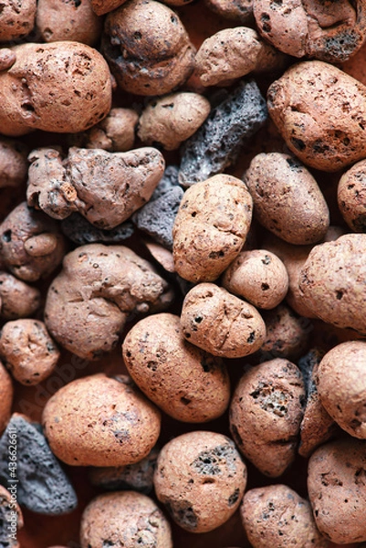 Obraz Scattering of expanded clay close-up. Textured background.