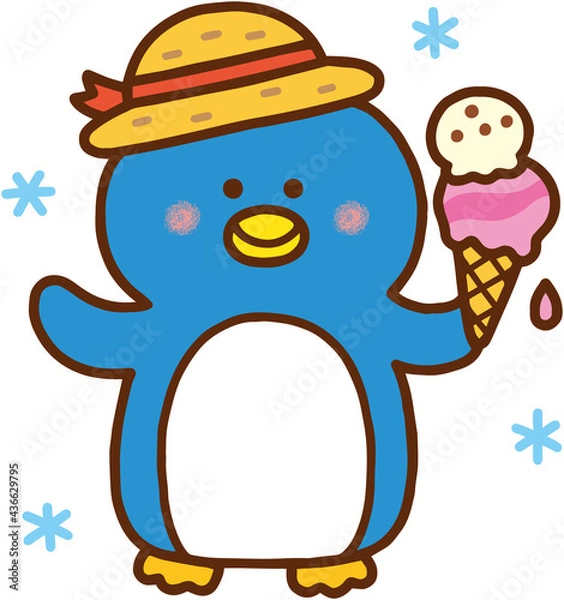 Fototapeta アイスを持ったペンギンさん