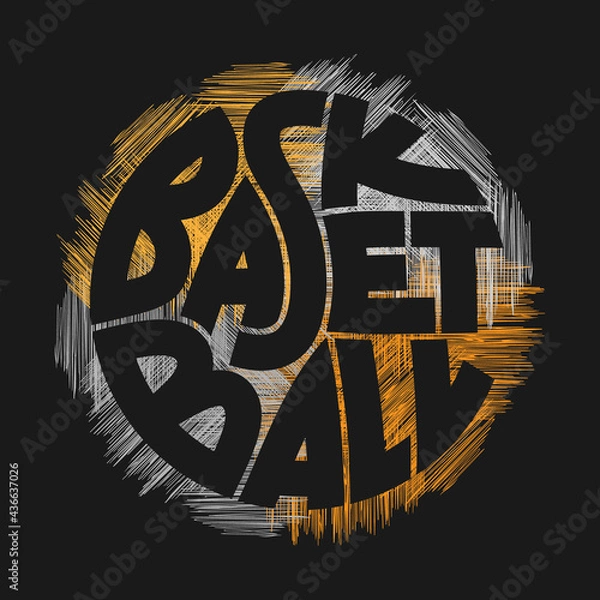 Fototapeta Basketball typography graphics. Concept in grunge style for print production. T-shirt fashion Design.