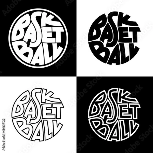 Obraz Set of 4 basketball typography graphics. Concept for print production. T-shirt fashion Design.