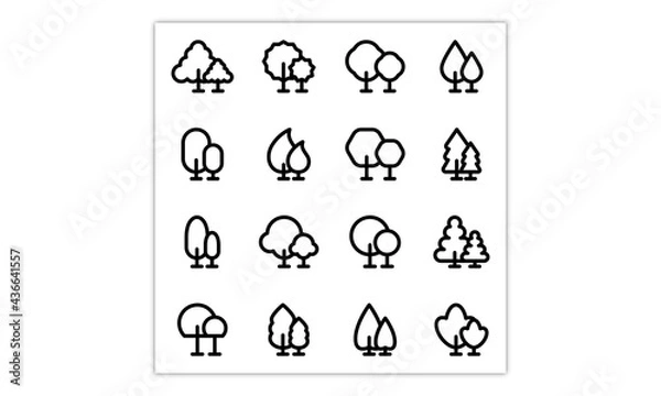 Fototapeta Trees, Plants Line Icon. Vector Illustration Flat style icons set.