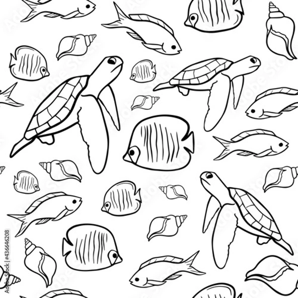 Obraz seamless pattern with sea animals