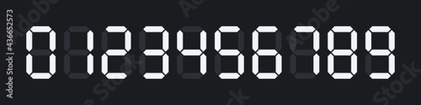 Obraz Digital numbers set for electronic watches, calculators or any other devices with lcd screens. Vector illustration on black background