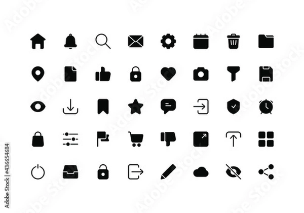 Fototapeta User Interface Glyph Icon Set