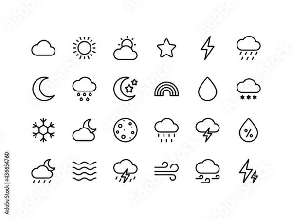 Fototapeta Weather Outline Icon Set