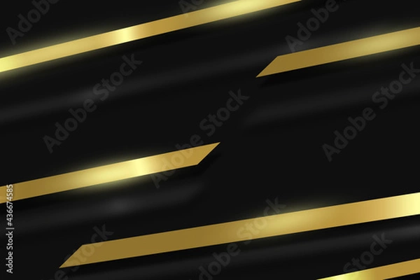 Obraz Złote paski 3d na czarnym tle