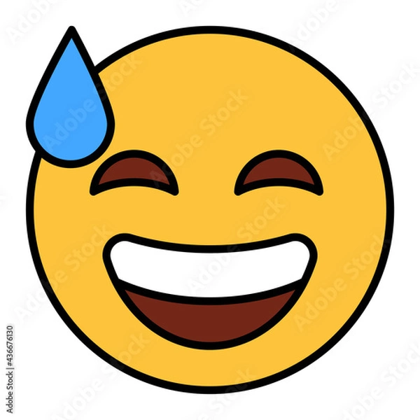 Obraz Filled color outline style emoji laughing.