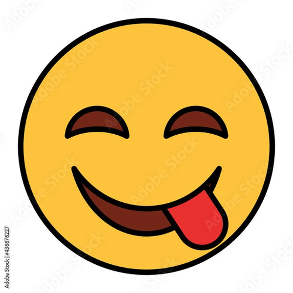 Obraz Filled color outline style emoji smile.