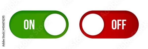 Fototapeta Turn on and off mode switch. Green and red interface switch button concept. Vector ui element icon.
