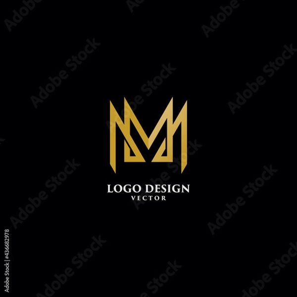 Fototapeta M Letter in Monogram Style Logo Design