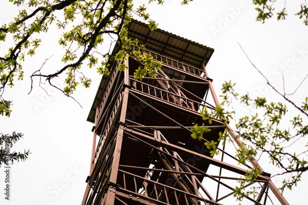 Fototapeta A large observation tower is suitable for people to watch nature