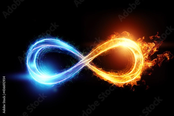 Obraz Fire ice infinity sign isolated on black background