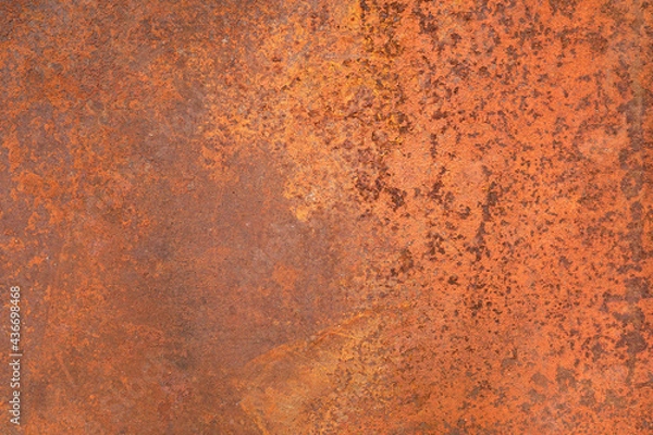 Obraz texture of an old metal surface coated with a layered orange rust. corrosion of metals caused by water.