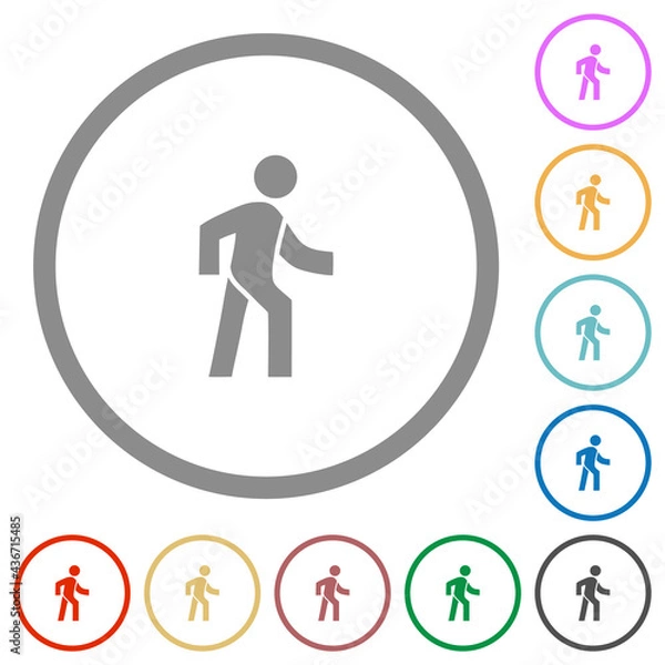 Fototapeta Man walking right flat icons with outlines