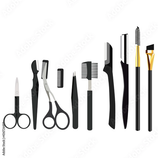 Fototapeta 眉毛カット道具　メイク　ベクターイラスト