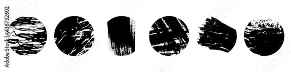 Fototapeta Abstract Black Brush Trace Highlights. Minimalistic Dark Icon Set For Social Media. Vector illustration