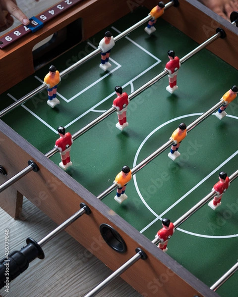 Fototapeta Foosball table soccer, sport team football game.