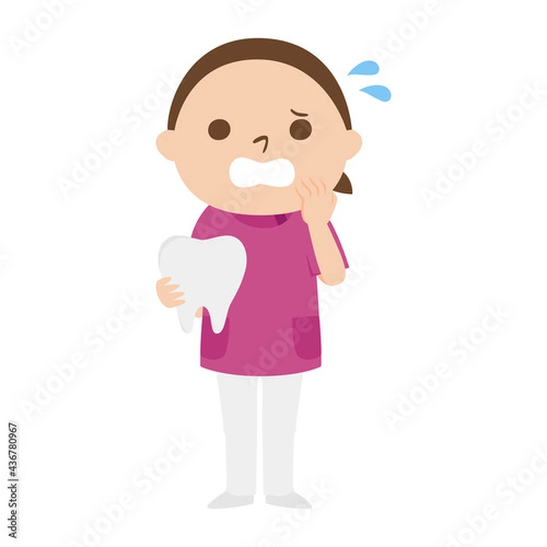 Fototapeta 女性の歯医者さんのイラスト。失敗して焦っている女性。