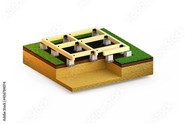 Obraz individual footing foundation. isolated creative industrial 3D illustration
