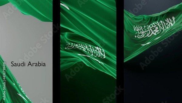 Fototapeta Abstract Saudi Arabia Flag 3D Render (3D Artwork)