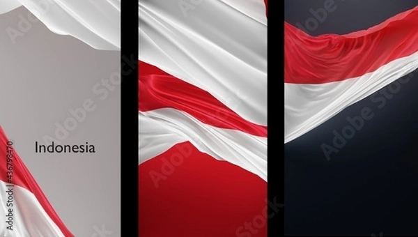 Fototapeta Abstract Indonesia Flag 3D Render (3D Artwork)