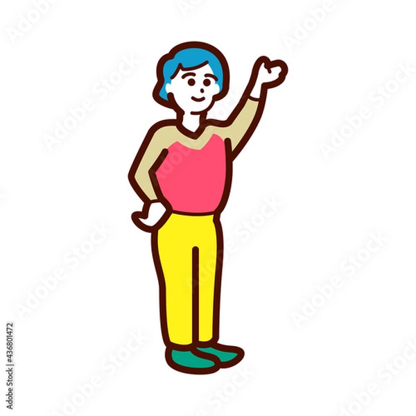 Fototapeta 片手を上げる子供のイラスト