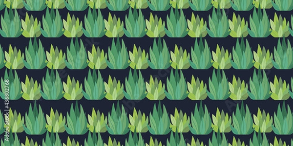 Obraz Cactus green plant Vector Seamless Repeating Pattern. Great as a textile print, fabric, background, packaging or giftwrap, wallpaper, scrapbooking, bookcover. Surface pattern design.