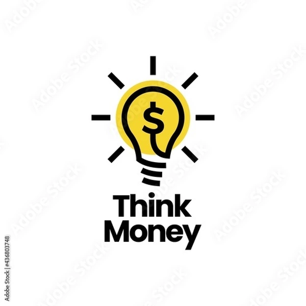 Fototapeta think money bulb lamp dollar smart idea logo vector icon illustration