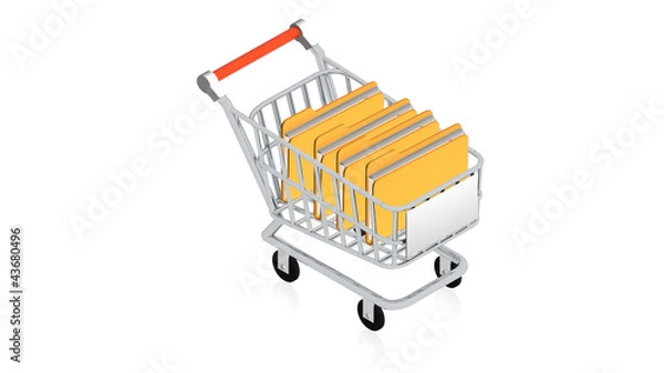 Obraz Shopping cart with computer folders