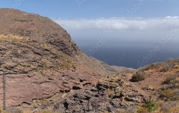 Fototapeta Gran Canaria, landscape of the western part of the island along a hiking route called The Postman Route, El Camino del Cartero
