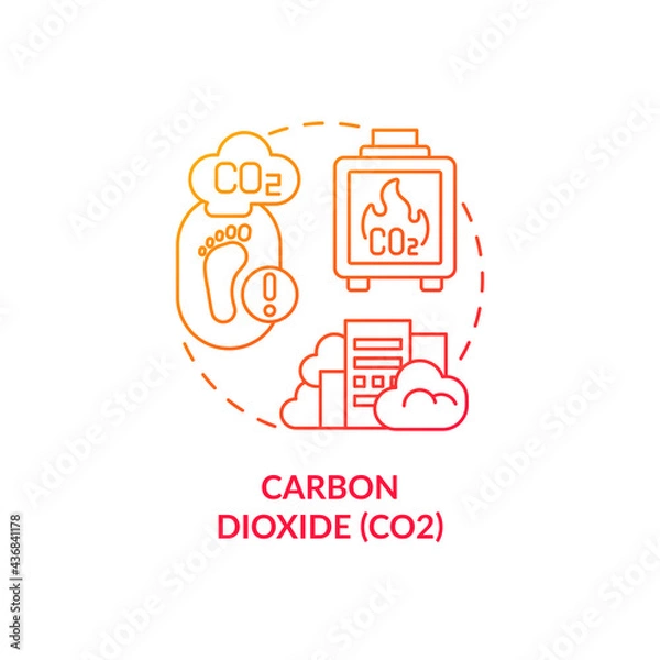 Fototapeta Carbon dioxide concept icon. Greenhouse gases type abstract idea thin line illustration. Human industrial activity. Global warming. Climate change. Vector isolated outline color drawing