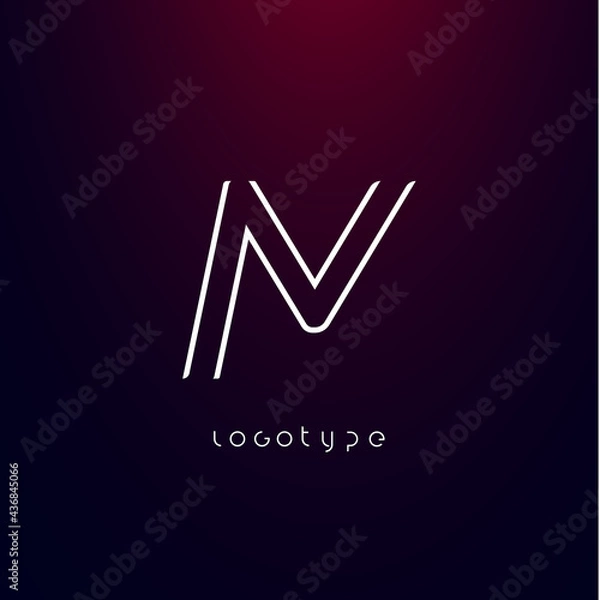 Fototapeta Futurism style letter M. Minimalist type for modern futuristic logo, elegant cyber tech monogram, digital device and hud graphic. Minimal style symbol, vector design