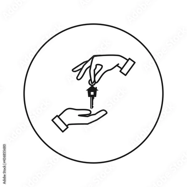 Fototapeta Handing over the keys of the house from hand to hand.