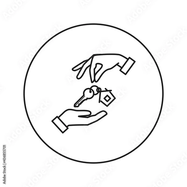 Fototapeta Handing over the keys of the house from hand to hand.