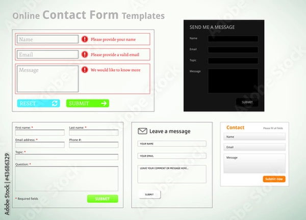 Obraz Contact form templates and scribbles