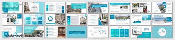 Obraz Set of business plan presentation template. Social media pack. Easy use in modern blog posts or Editable simple info banner, trendy book. For app, digital display style. Bright web flyer work. a4. ppt