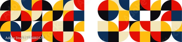Fototapeta Geometric bauhaus abstract background set. Minimalist scandinavian design set. Artwork creative trendy poster. Simple vector banner. Abstract vintage style set