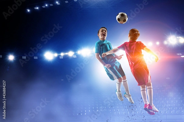 Fototapeta Little soccer champions. Mixed media