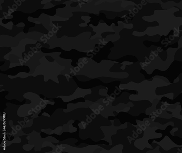 Fototapeta Camouflage black vector background, seamless pattern, modern texture.