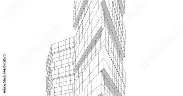 Fototapeta modern architecture drawing 