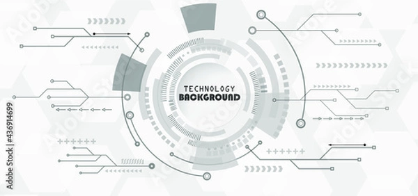 Obraz Abstract technology background with various technology elements Hi-tech communication concept innovation background Circle empty space for your text