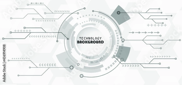 Fototapeta Abstract technology background with various technology elements Hi-tech communication concept innovation background Circle empty space for your text