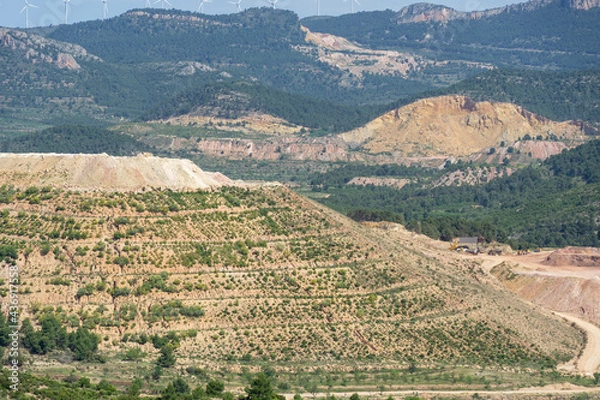 Fototapeta restored clay quarry and mine in spain