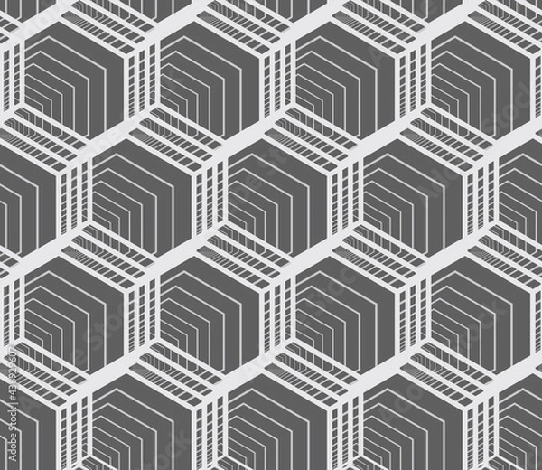Fototapeta Seamless pattern of gray and white hexagons