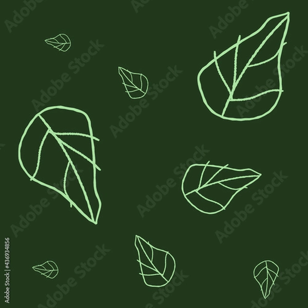 Obraz Leaf vector illustration on a dark green background